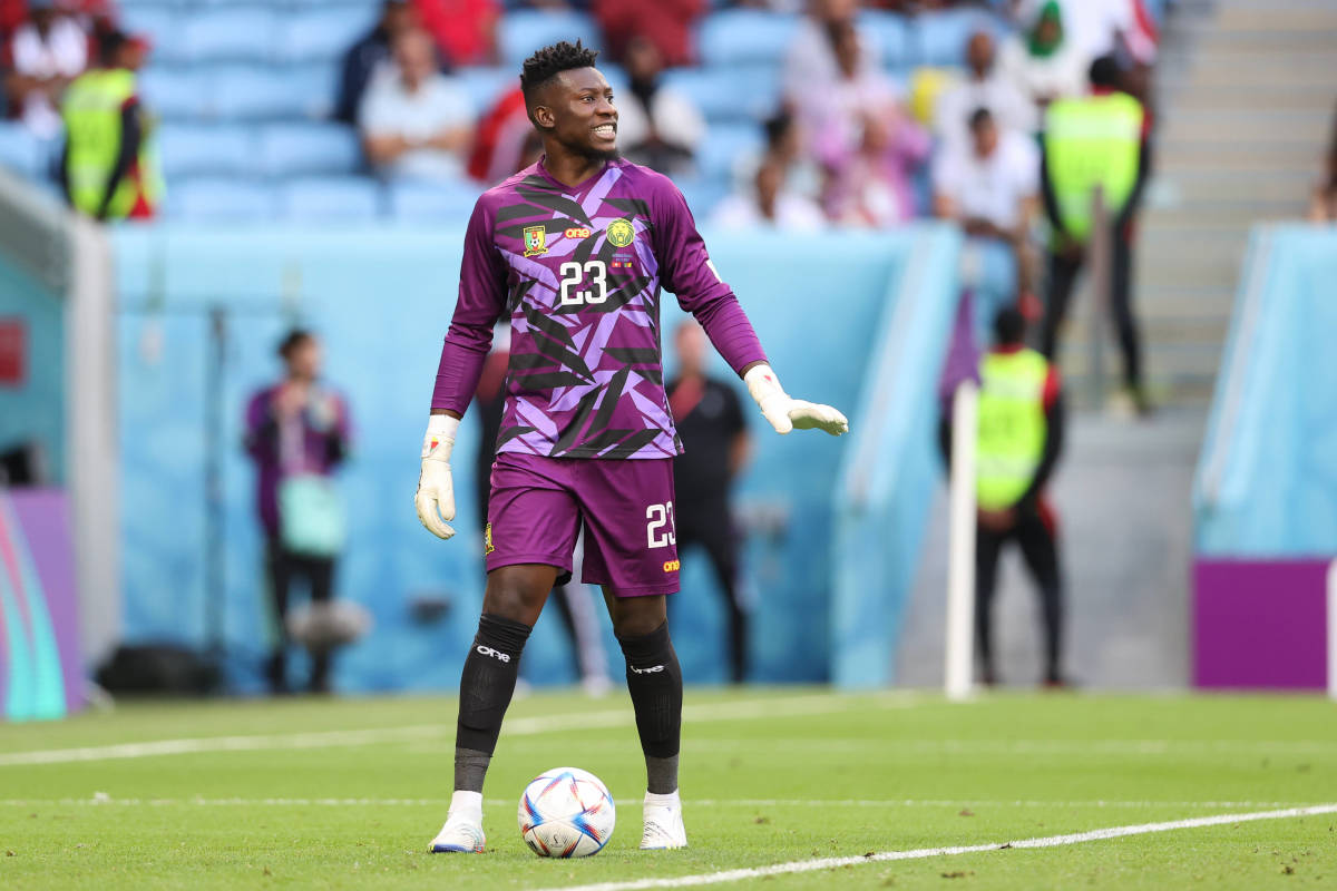 Andre Onana pictured playing for Cameroon at the 2022 FIFA World Cup in Qatar
