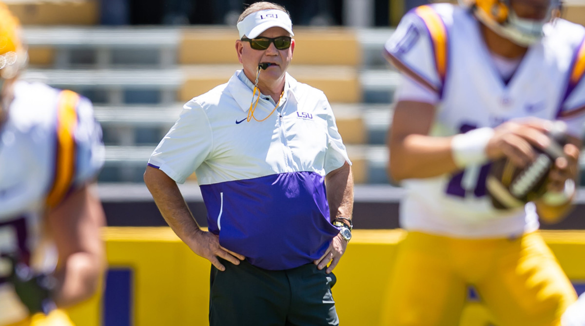 LSU coach Brian Kelly during the LSU Tigers Spring Game.