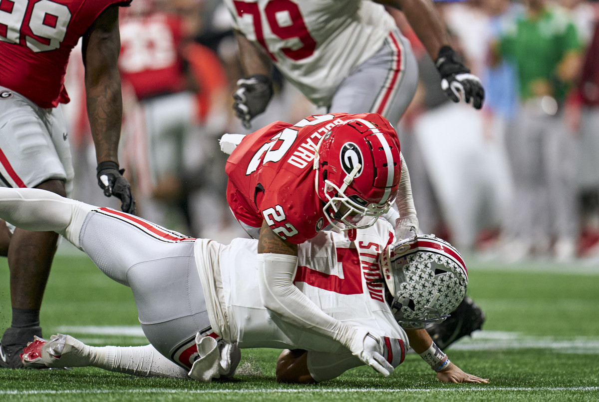 Georgia’s defense crushes Ohio State QB C.J. Stroud in the College Football Playoff semifinal.