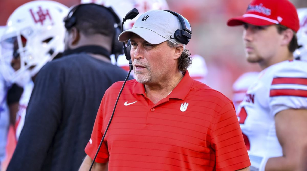Houston Cougars head coach Dana Holgorsen during the first half against the Grambling State Tigers at TDECU Stadium.