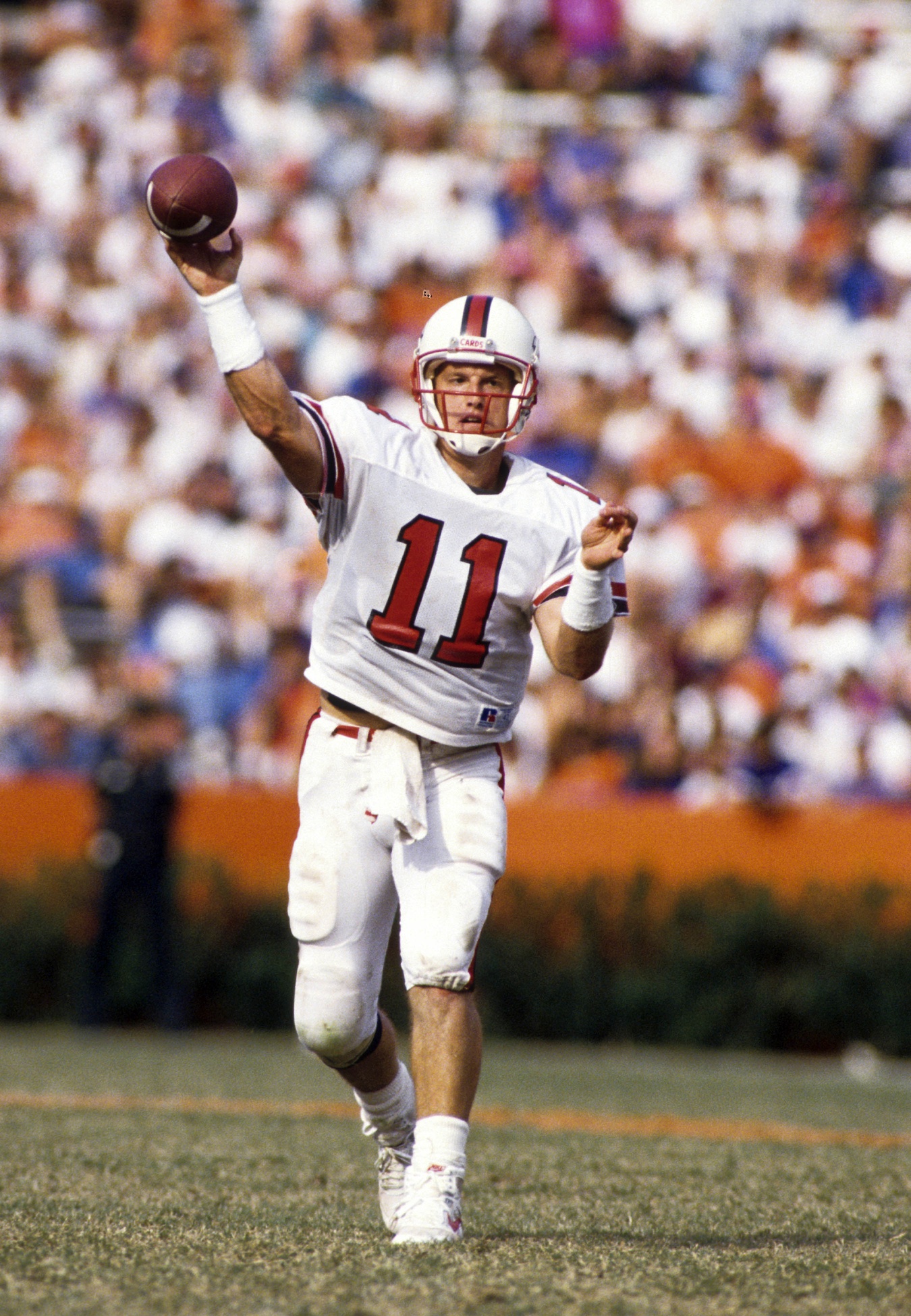 Louisville Cardinals quarterback Jeff Brohm throws a pass in this 1992 archive photo