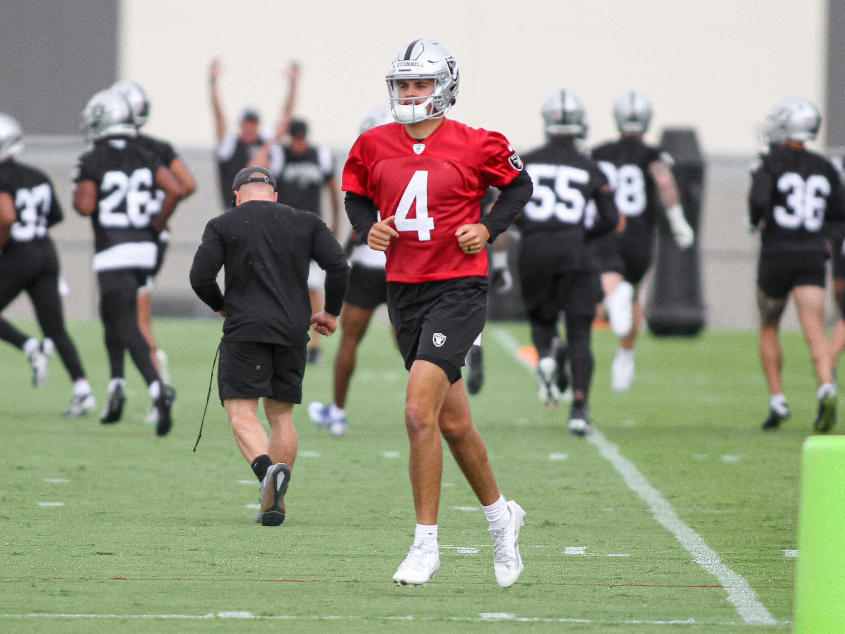 Aidan O'Connell is working hard to regain the mobility he showed at Purdue but was diminished under Josh McDaniels for the Las Vegas Raiders.