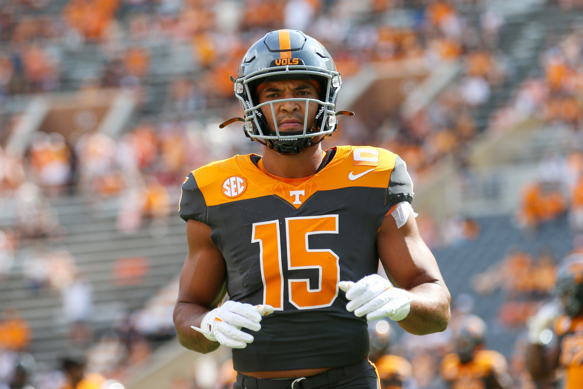 Tennessee Volunteers WR Bru McCoy during a win over Austin Peay. (Photo by Randy Sartin of USA Today Sports)