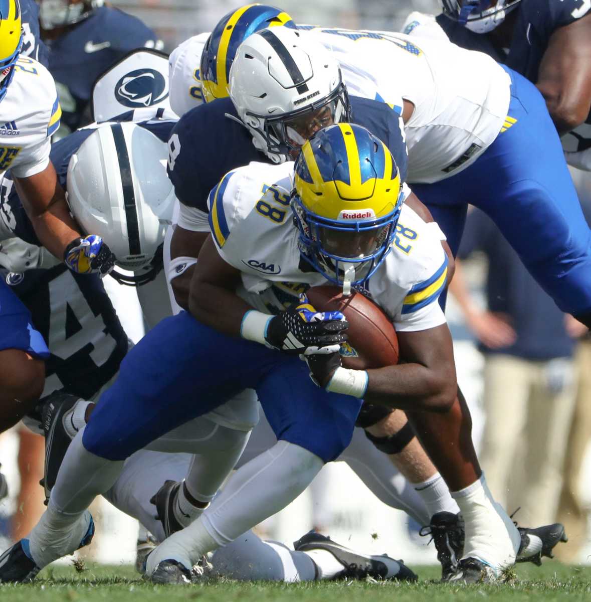 Penn State safety King Mack makes a tackle in the Nittany Lions' win over Delaware at Beaver Stadium.