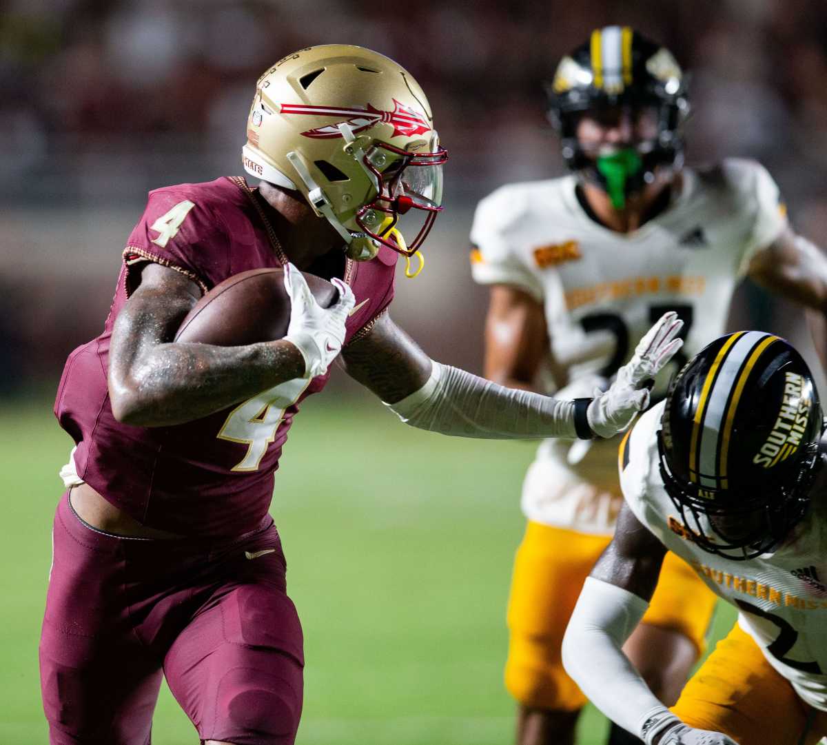 The Florida State Seminoles lead the Southern Miss Golden Eagles 31-3 at the half on Saturday, Sept. 9, 2023. © Alicia Devine/Tallahassee Democrat / USA TODAY NETWORK