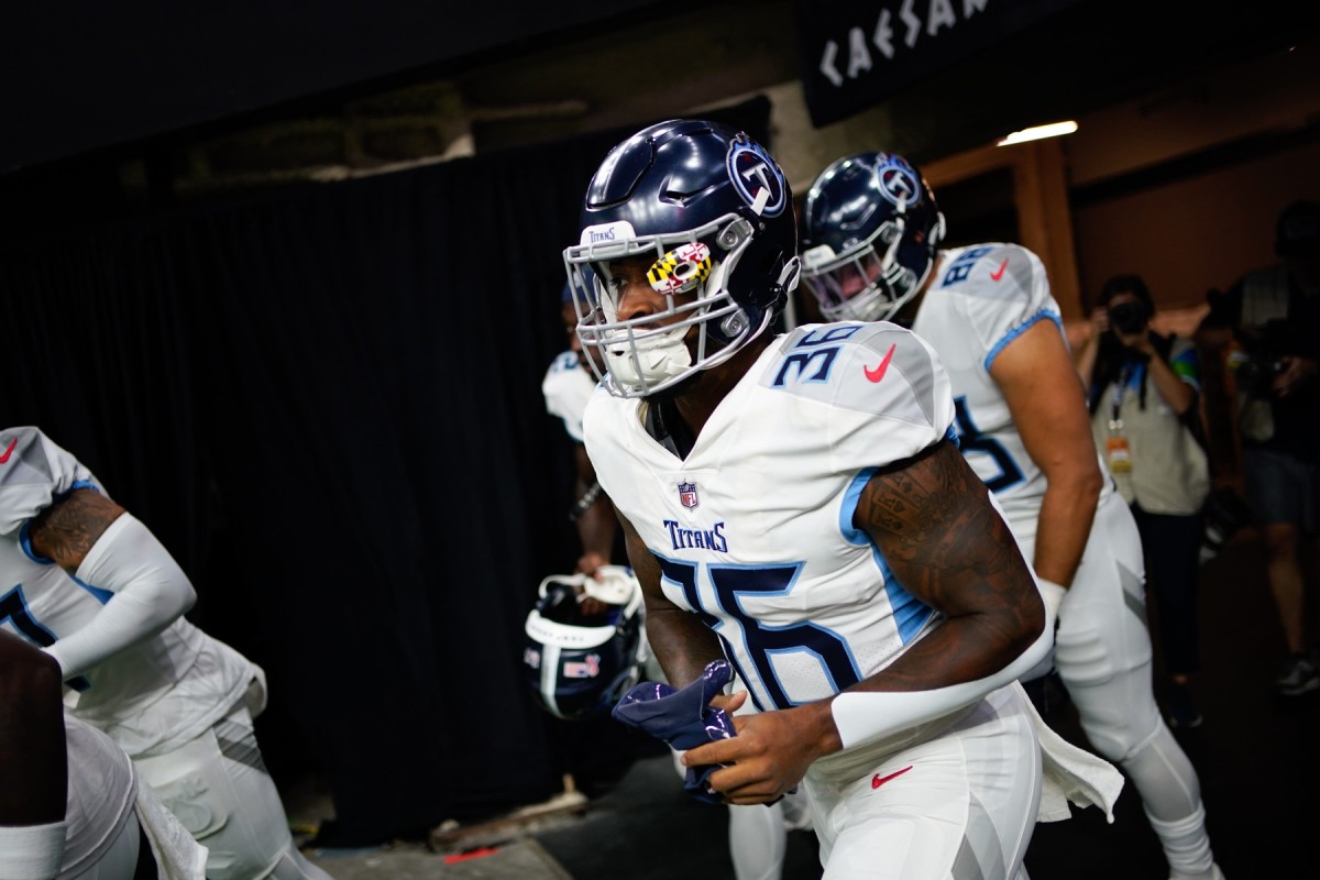 Tennessee Titans running back Julius Chestnut (36) heads to the field as the team gets ready to face the New Orleans Saints at the Caesars Superdome.