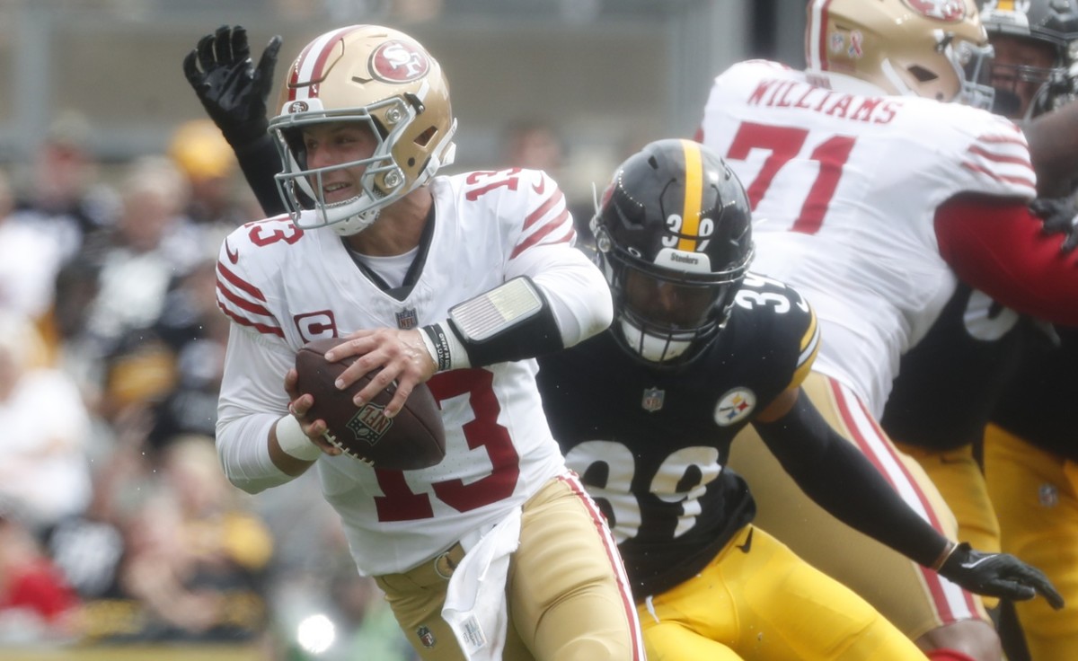 49ers quarterback Brock Purdy was 19-of-29 for 220 yards and two touchdowns against the Steelers, his first regular season game since suffering an arm injury against the Eagles in the NFC championship.
