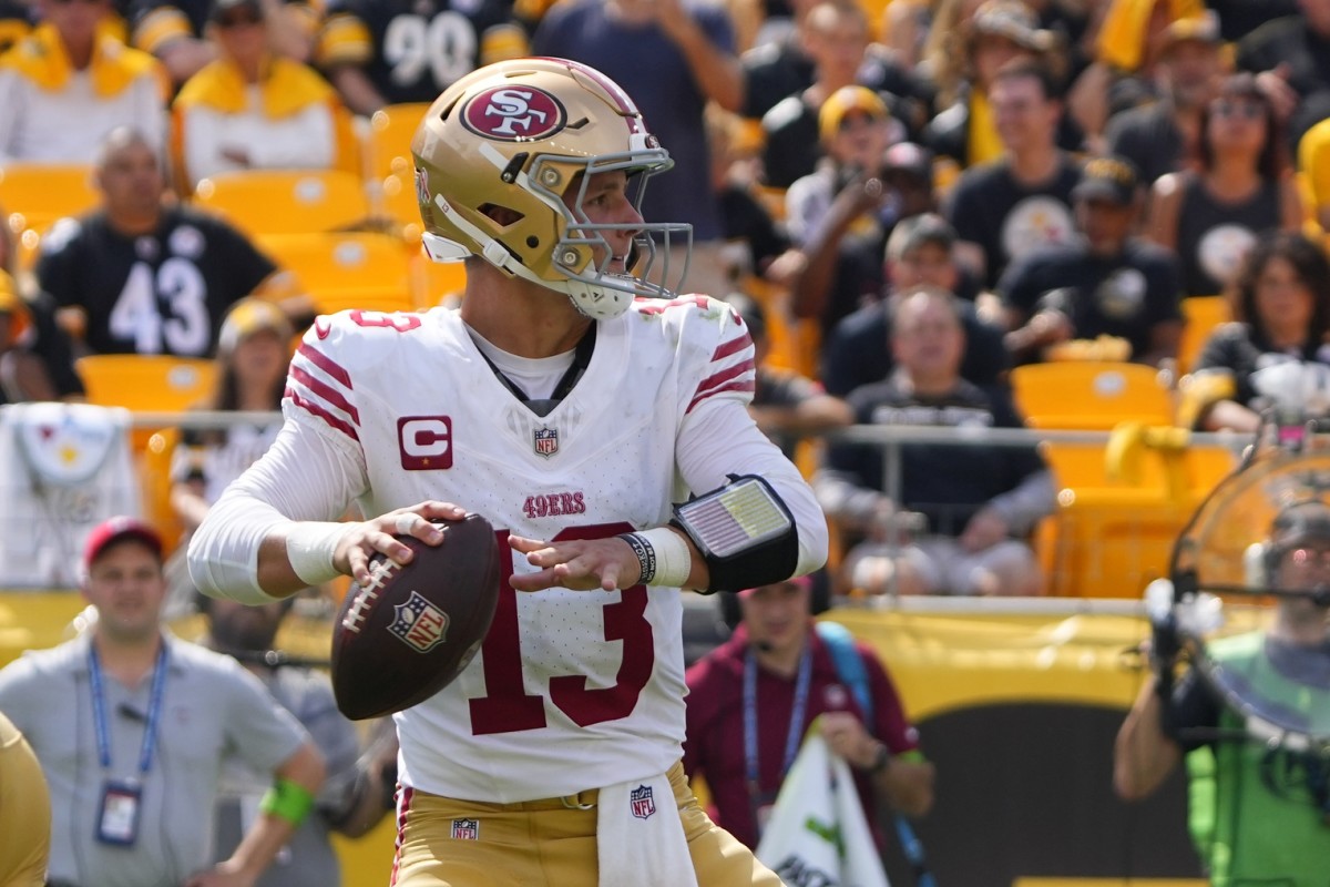 49ers quarterback Brock Purdy returned to the starting lineup against the Steelers in Week 1, throwing for 220 yards and two touchdowns.