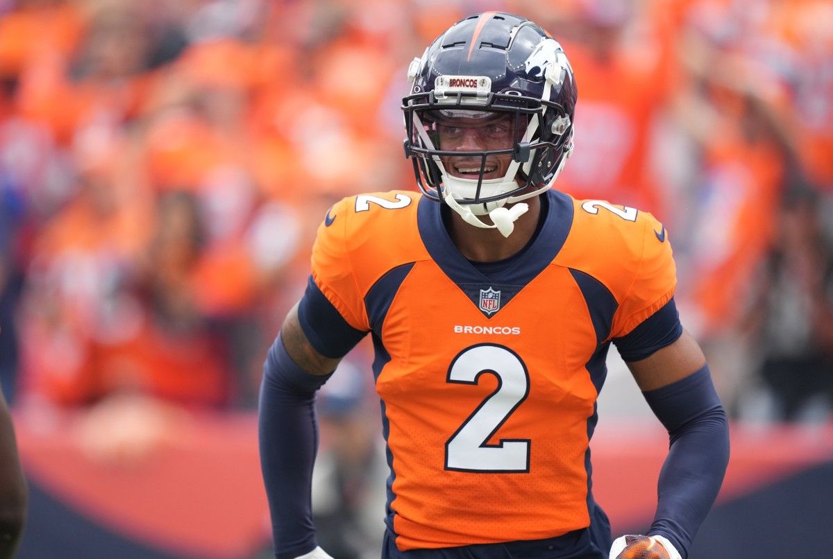Denver Broncos cornerback Pat Surtain II (2) reacts in the first quarter against the Denver Broncos at Empower Field at Mile High.