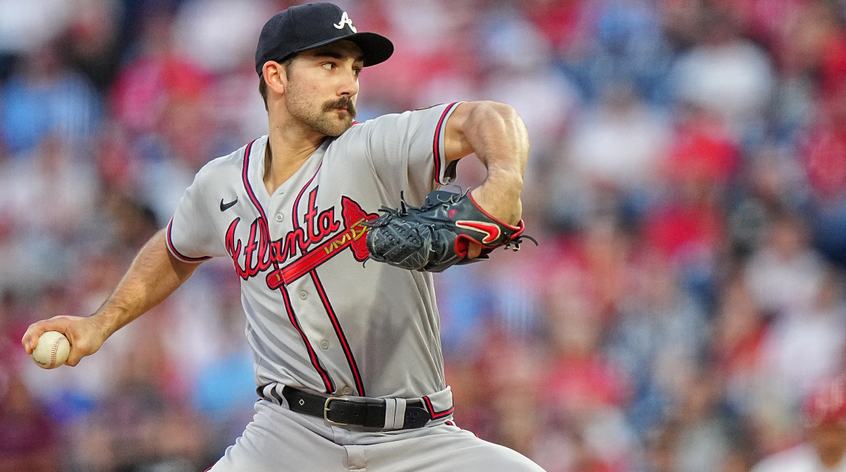 Braves pitcher Spencer Strider throws against the Phillies.