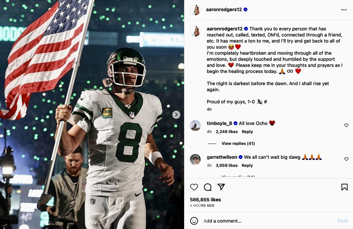 ExCal Star Aaron Rodgers Reaches Out to His Fans `I Shall Rise Yet