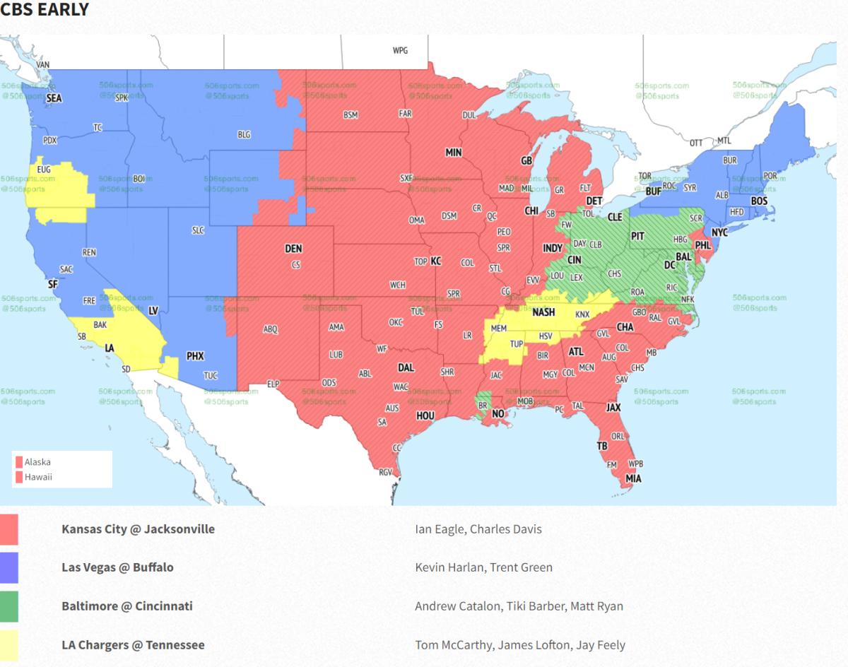 NFL Week 2 TV Coverage Map - Sports Illustrated Arizona Cardinals News,  Analysis and More