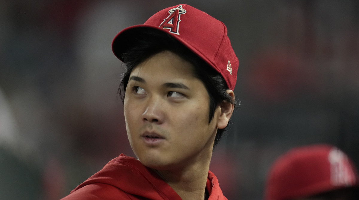 Angels star Shohei Ohtani in the dugout