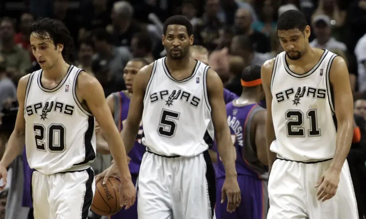 Manu Ginobili, Robert Horry and Tim Duncan played together with the San Antonio Spurs from 2003-08.