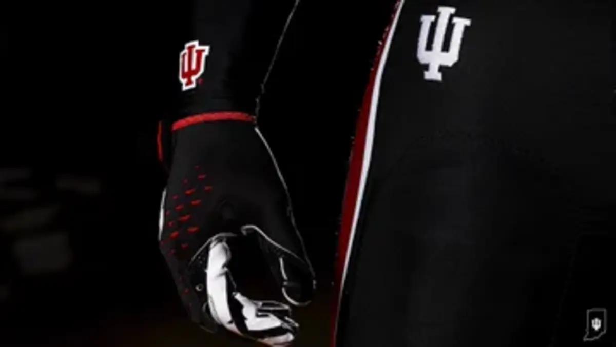 Indiana will wear black pants with the IU trident and a crimson stripe down the side.