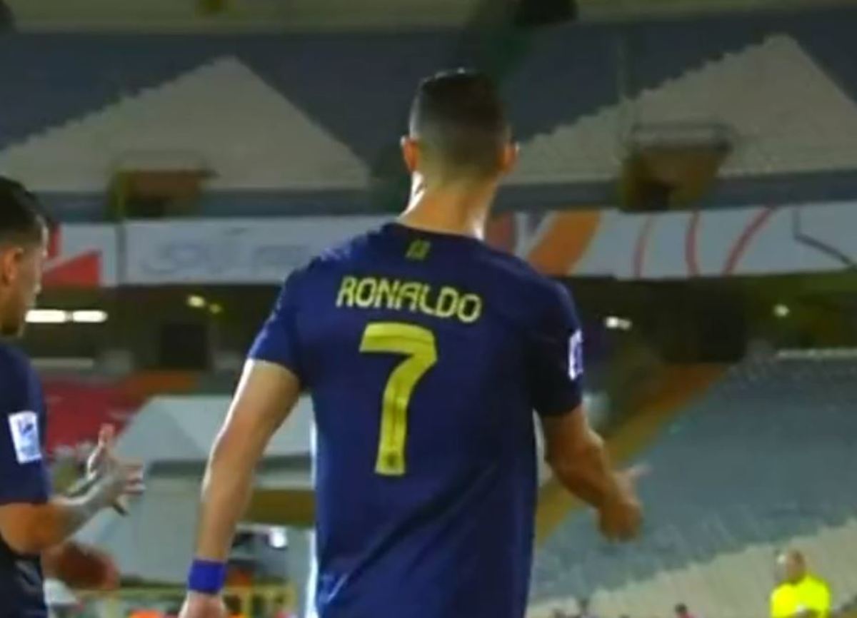 Cristiano Ronaldo pictured leaving the field after being substituted off towards the end of Al Nassr's 2-0 away win over Persepolis in the 2023/24 AFC Champions League