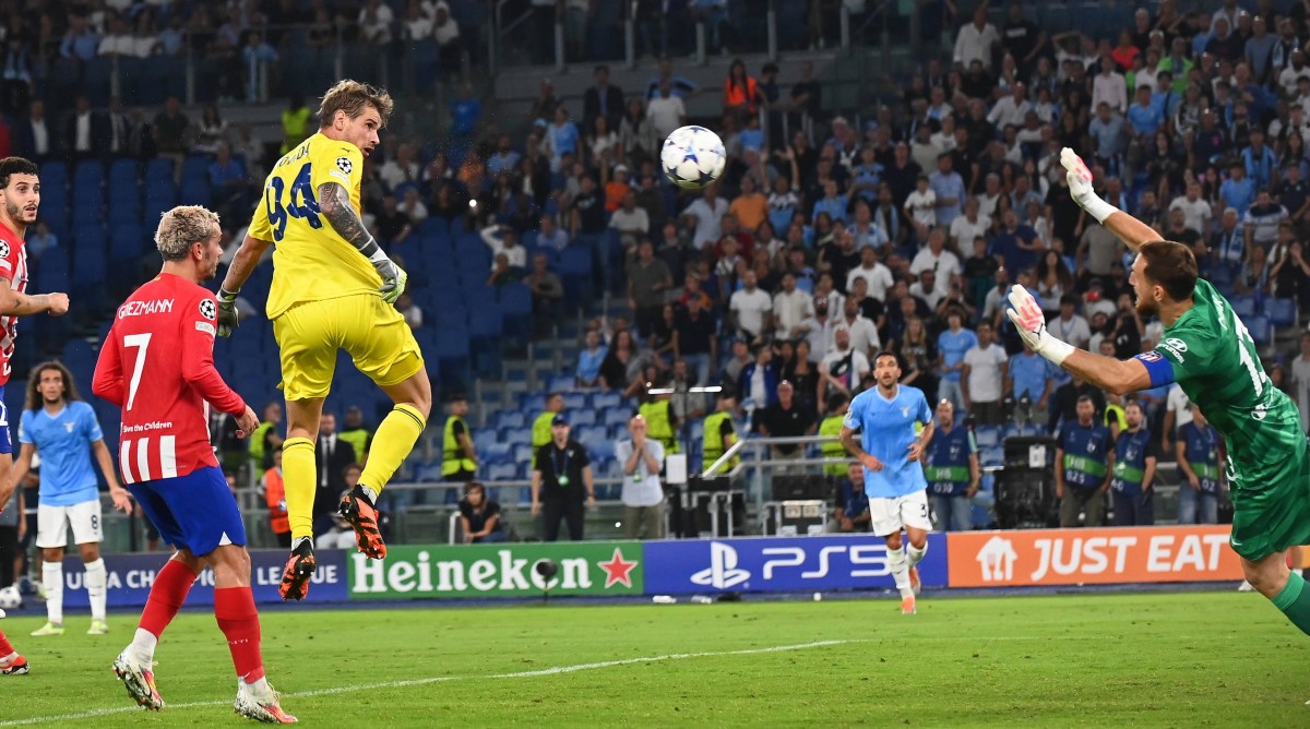 Goalkeeper Ivan Provedel scoring for Lazio.