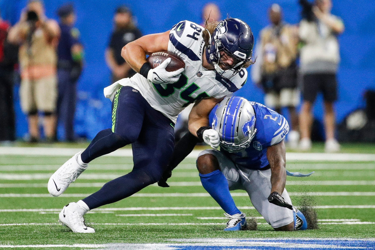 Colby Parkinson only caught two passes in Sunday's win over the Lions, but the two receptions netted 41 yards and set up a pair of touchdowns, including Tyler Lockett's game winner in overtime.
