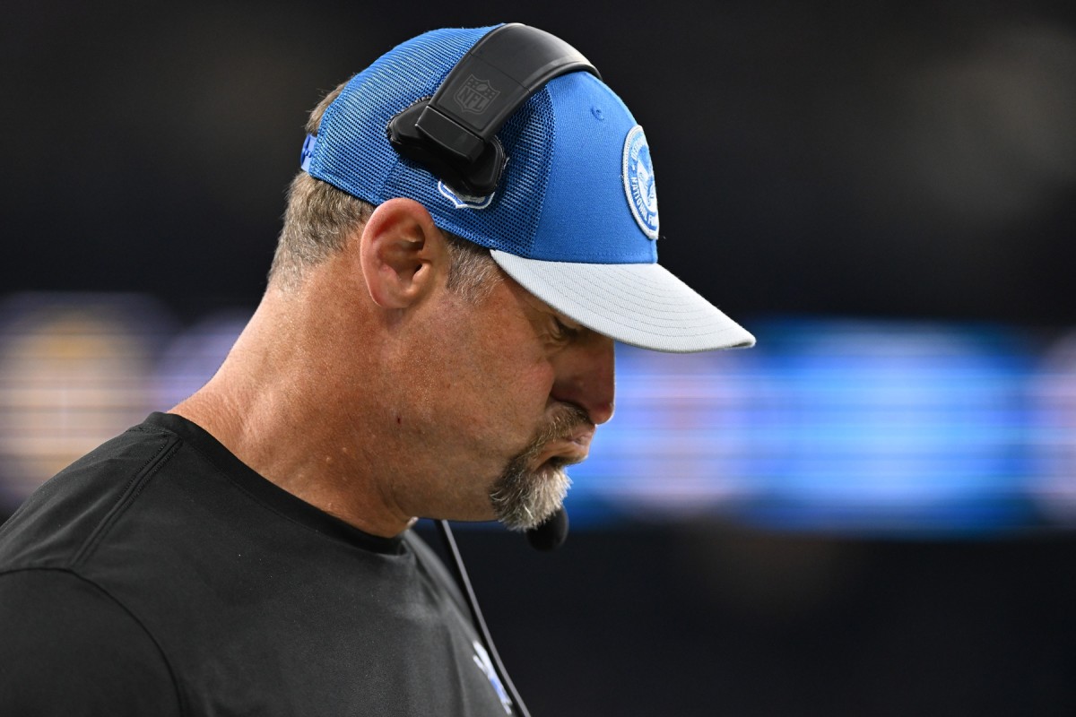 Lions coach Dan Campbell shrugs after Detroit was beaten in overtime by the Seahawks in Week 2.