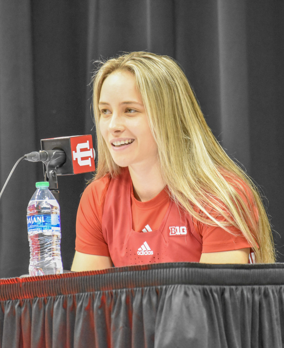 Indiana women's basketball guard Sara Scalia chats with the media on Wednesday during Media Day at Simon Skjodt Assembly Hall.