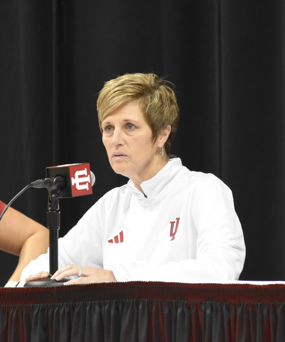 Indiana women's basketball coach Teri Moren addressed the media during IU Basketball Media Day on Wednesday.