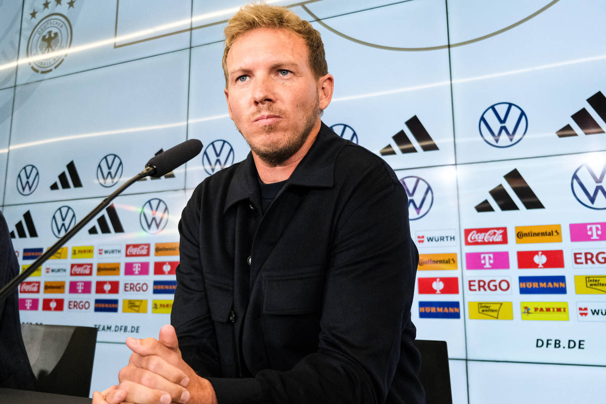 Julian Nagelsmann pictured at a press conference in September 2023 after being hired as the new Germany manager