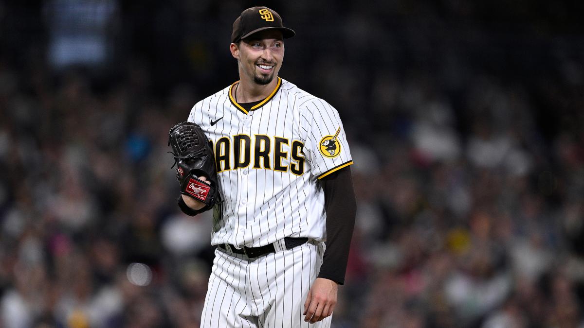 San Diego Padres starting pitcher Blake Snell smiles