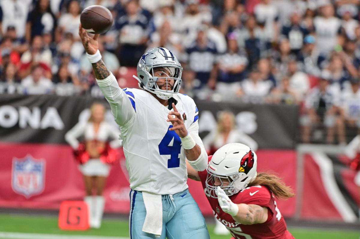 Dallas Cowboys QB Dak Prescott threw his first interception of the season in the dying moments of their loss against the Arizona Cardinals. 