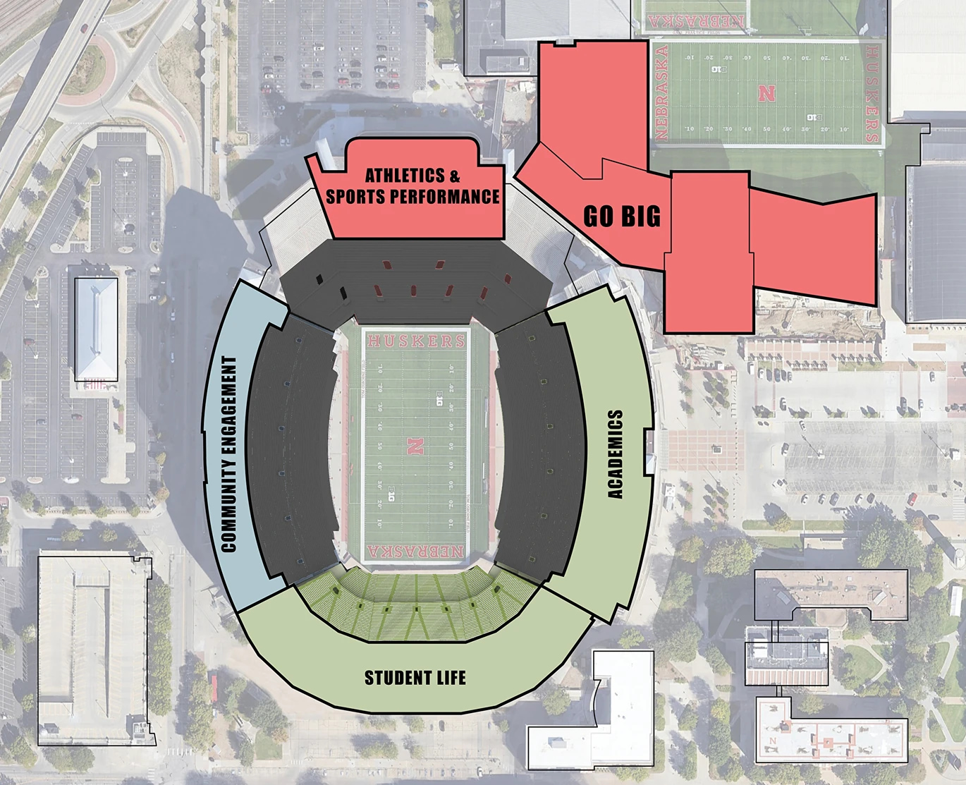 Nebraska Memorial Stadium renovation 2023 overhead