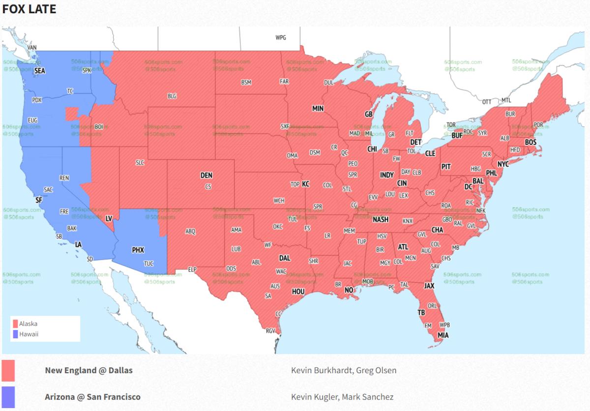 Week 4 NFL TV Coverage Map - Sports Illustrated Arizona Cardinals