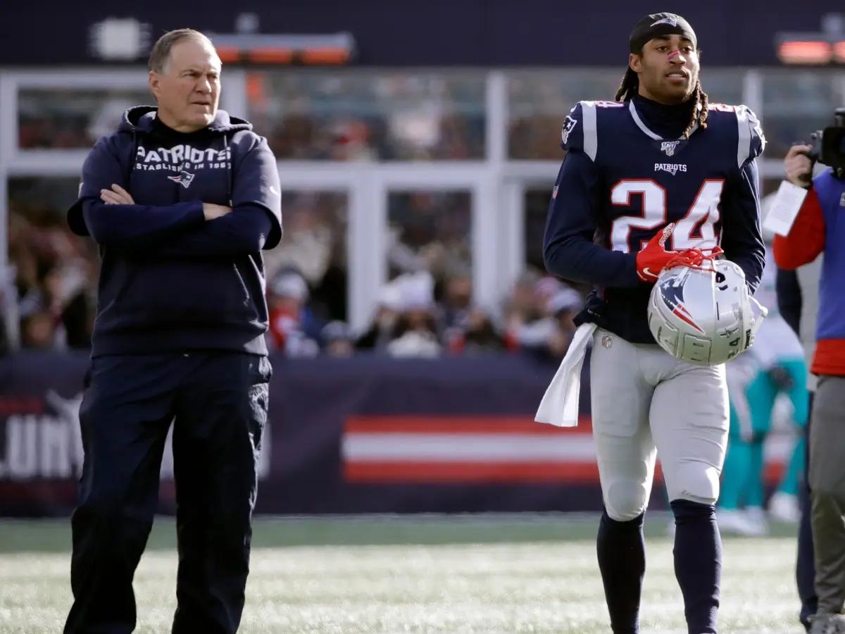 Bill Belichick and Stephon Gilmore in 2019.