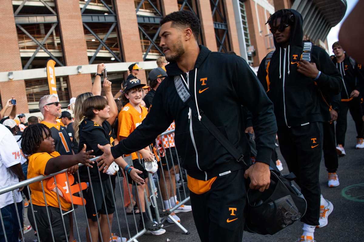 Tennessee Volunteers WR Bru McCoy before the game against South Carolina. (Photo by Brianna Paciorka of the News Sentinel)