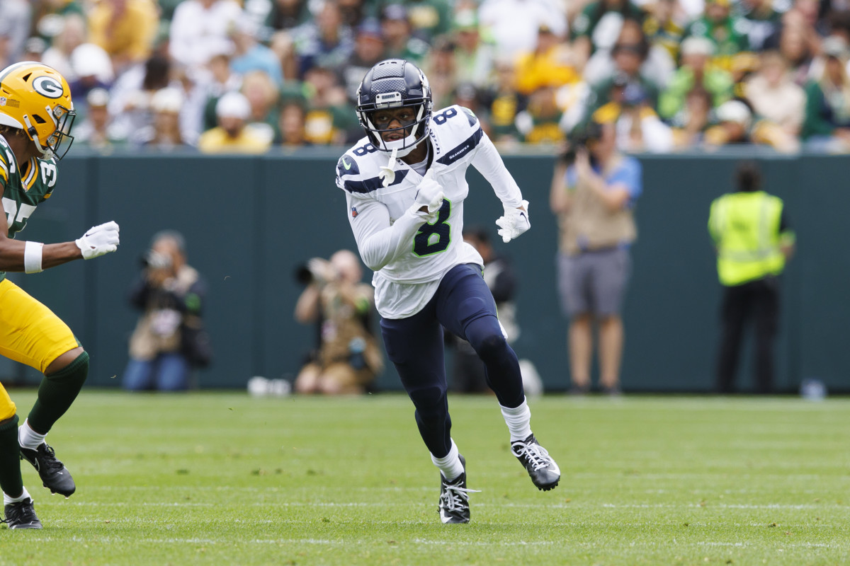 Seattle Seahawks cornerback Coby Bryant (8) during the game against the Green Bay Packers at Lambeau Field.