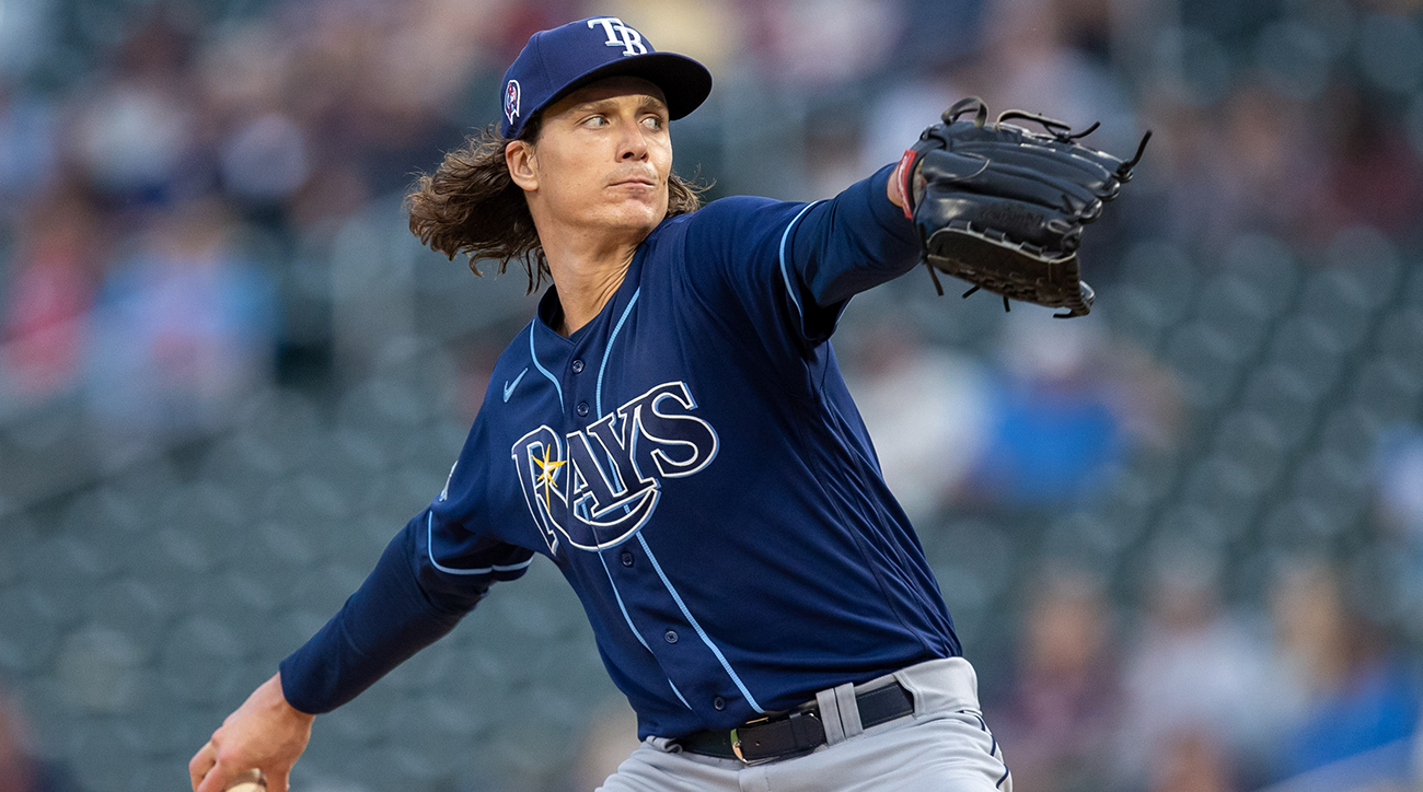 Rays’ starter Tyler Glasnow throws a pitch.