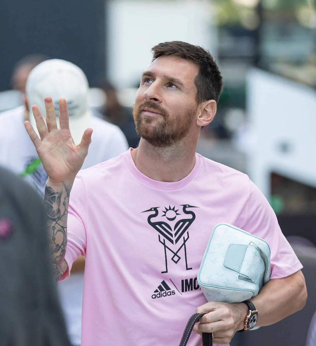 Lionel Messi pictured at DRV PNK Stadium ahead of Inter Miami's MLS game against FC Cincinnati in October 2023