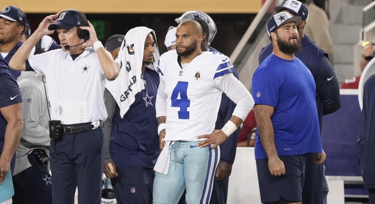 Cowboys quarterback Dak Prescott tossed three interceptions against the 49ers in Week 5.