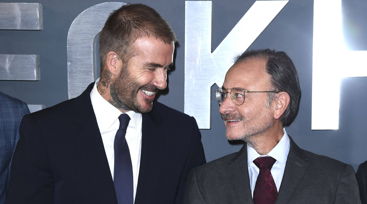 David Beckham with documentary filmmaker Fisher Stevens.