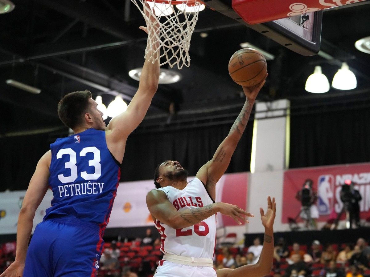 Filip Petrusev during the Sixers' Summer League run in 2022.