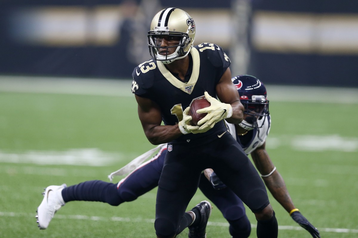 Sep 9, 2019; New Orleans Saints receiver Michael Thomas (13) makes a catch against the Houston Texans. Mandatory Credit: Chuck Cook-USA TODAY Sports