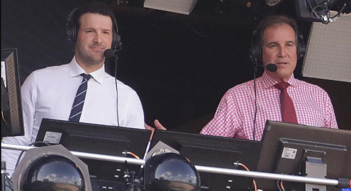 (L-R) Romo and Nantz have been CBS' top booth duo since the former's retirement from the Dallas Cowboys in 2017