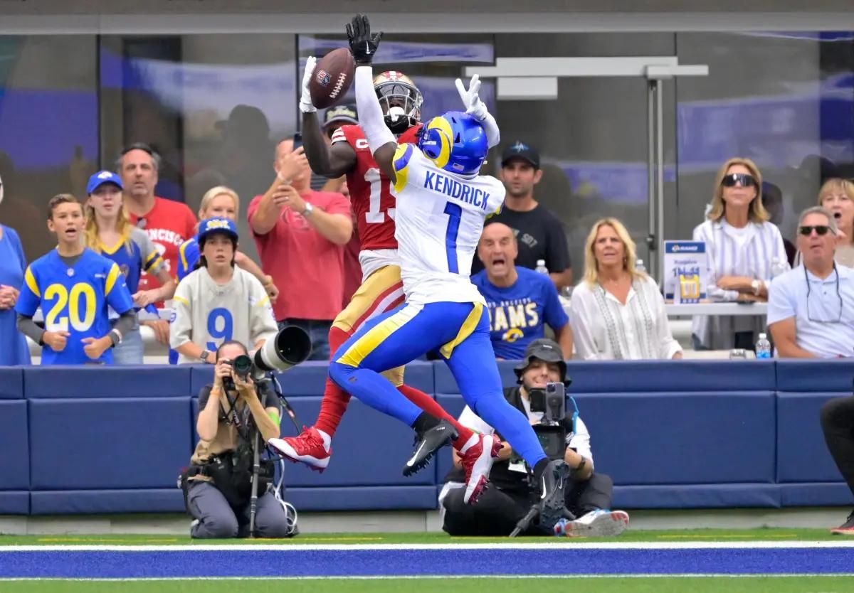 Rams corner Derion Kendrick Defends 49ers receiver Deebo Samuel