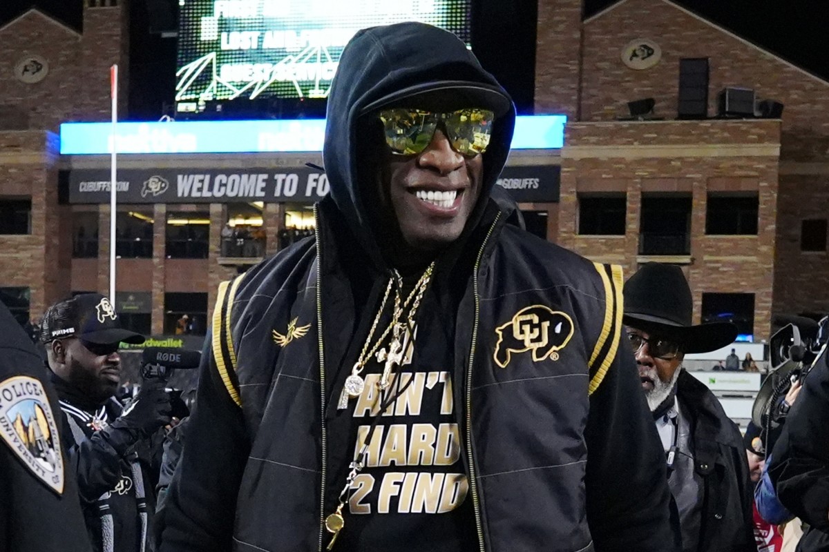 Colorado Buffaloes head coach Deion Sanders looks on before the game against the Stanford Cardinal at Folsom Field