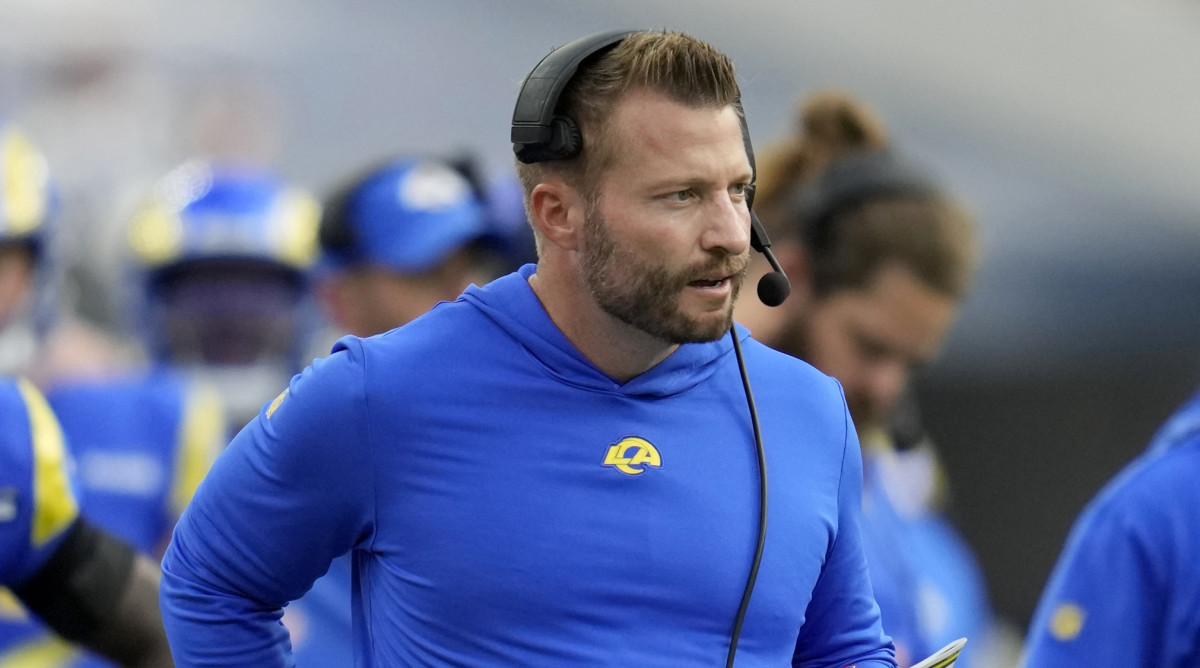 Rams head coach Sean McVay watches from the sideline