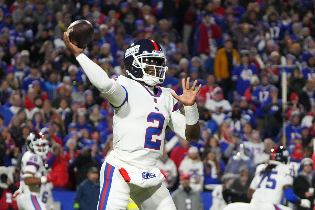 Quarterback Tyrod Taylor will likely start for the New York Giants against the Washington Commanders Sunday. 