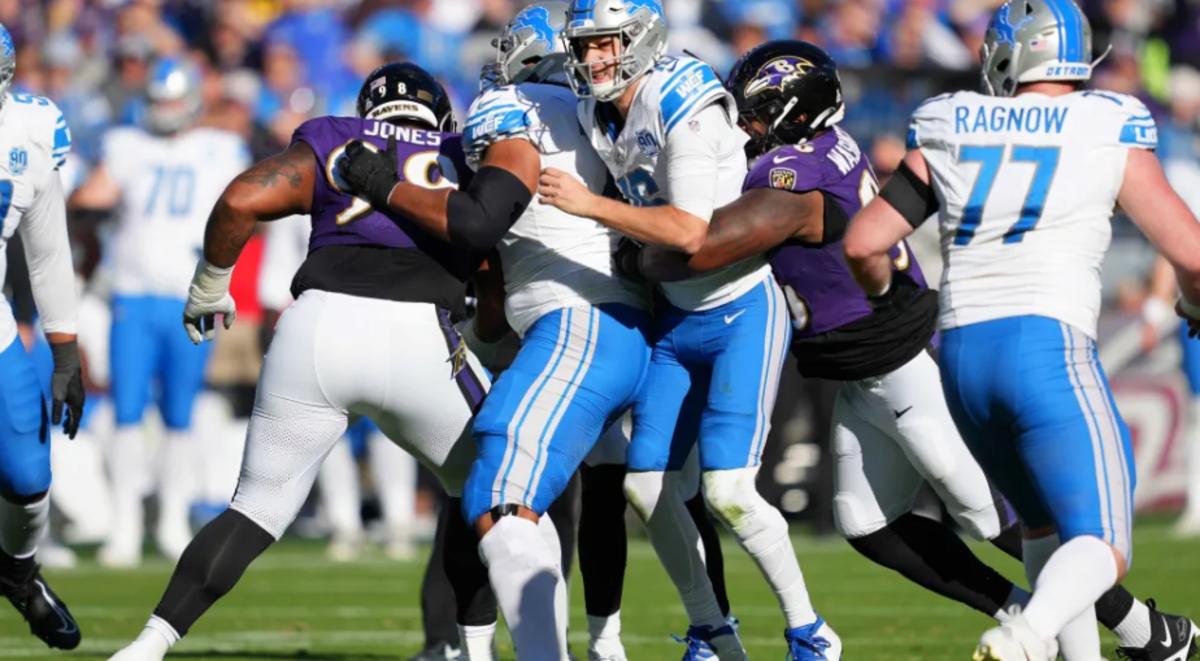 The Baltimore Ravens defense held the Detroit Lions to 4.4 yards per pass. 