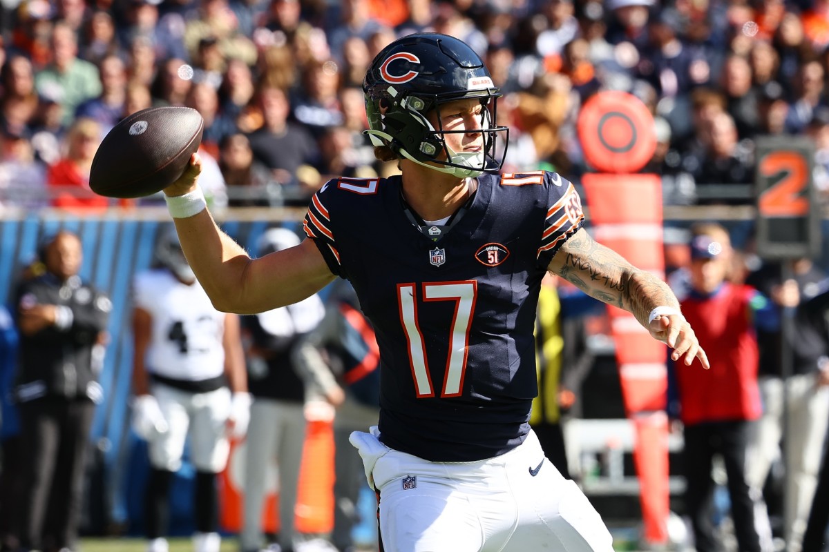 Bears undrafted quarterback Tyson Bagent led Chicago to a win over the Raiders in Week 7.