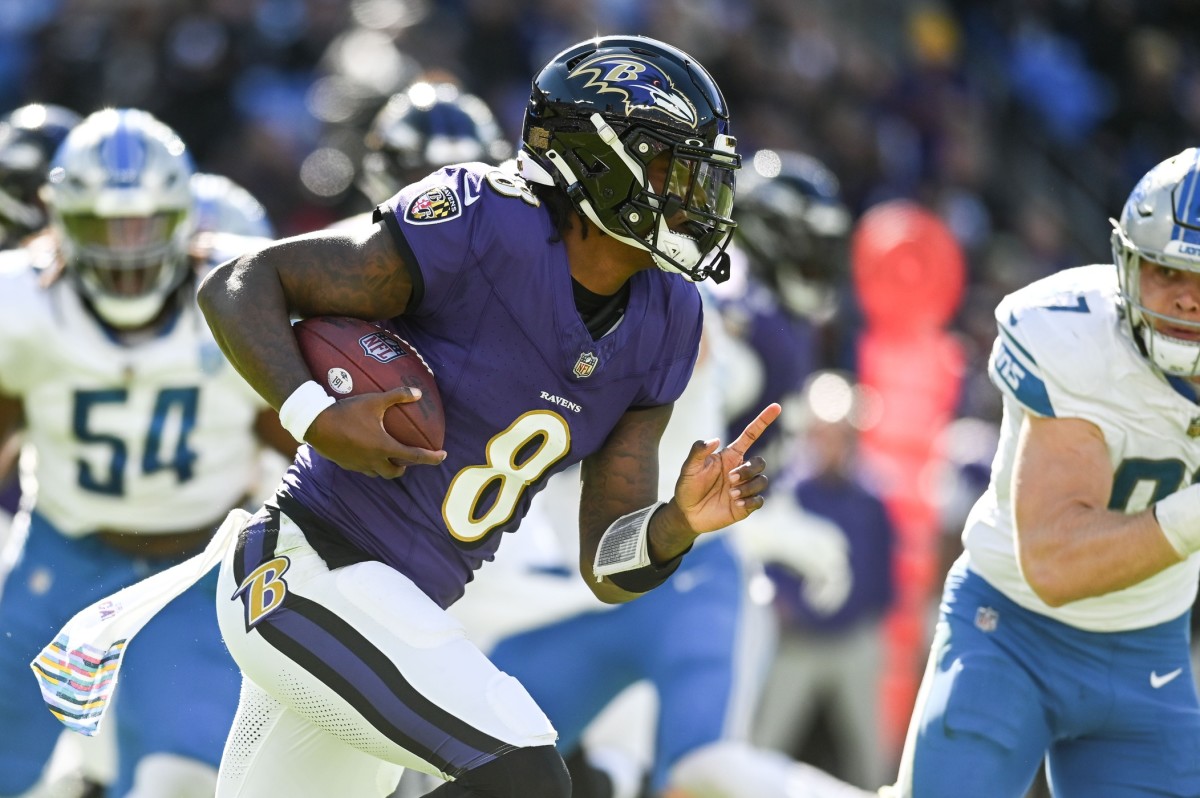 Ravens quarterback Lamar. Jackson had his best game of the season in Baltimore's rout of the Lions on Sunday in Week 7.