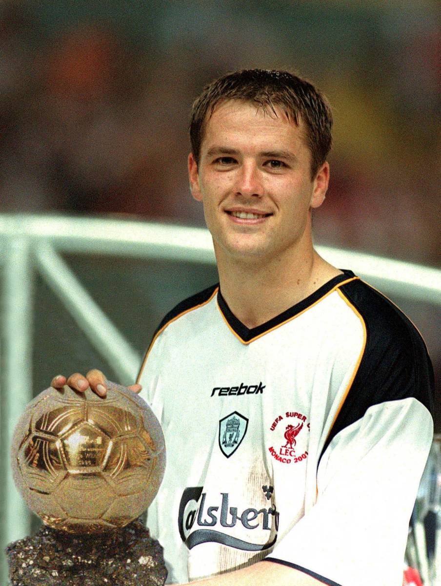 Michael Owen pictured in 2001 holding the Ballon d'Or trophy