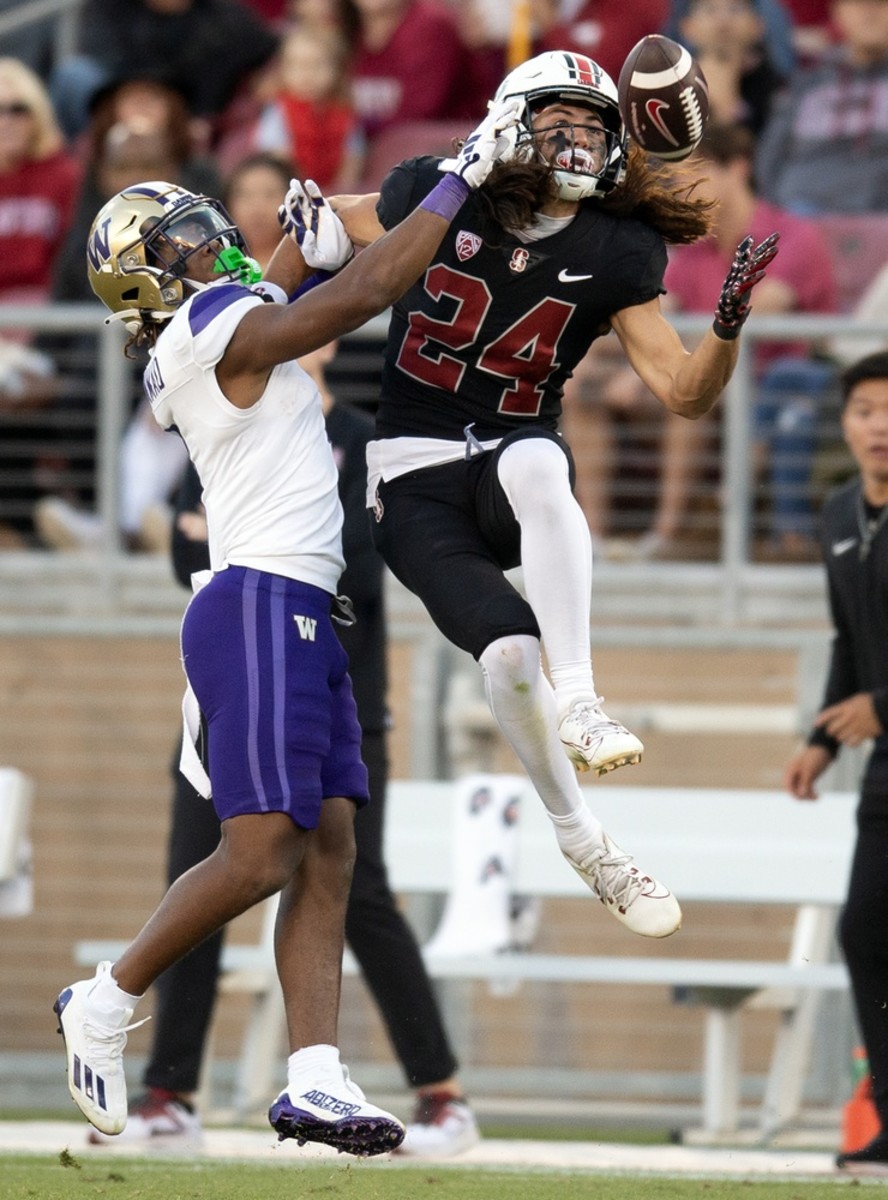 Jabbar Muhammad was flagged for a pair of pass-interference calls at Stanford.