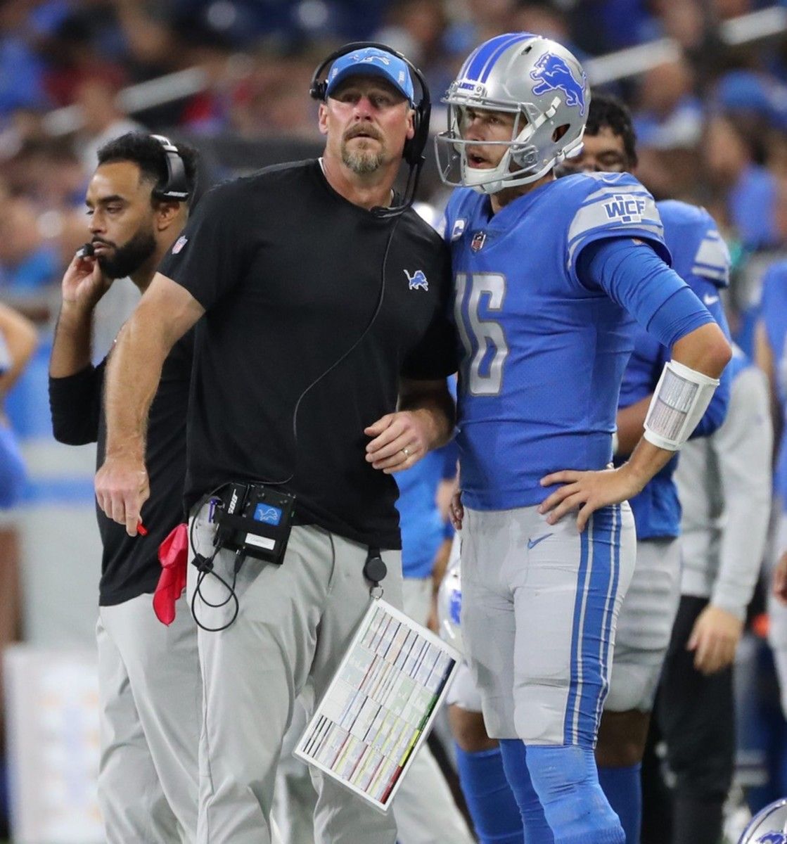 MCDC (Dan Campbell) and Jared Goff of the Detroit Lions have their eyes on Las Vegas Raiders superstar DE Maxx Crosby.